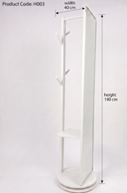 White coat stand with dimensions on a white background
