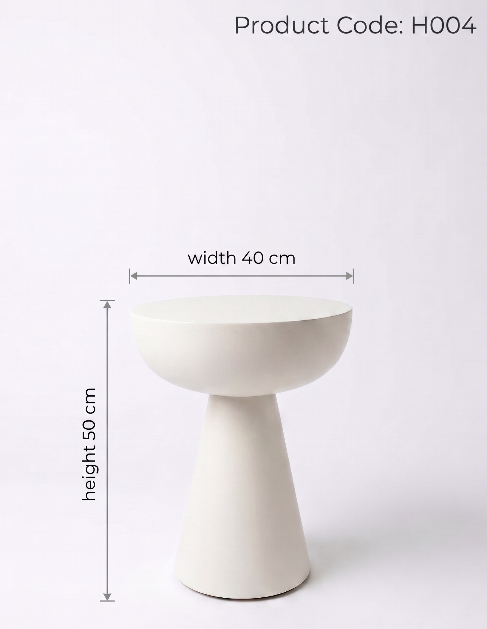White table with dimensions labeled on a white background